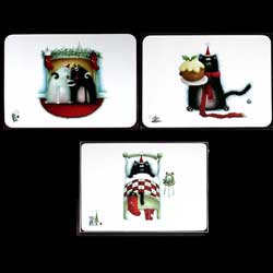 Portmeirion SPLAT CAT Christmas Deluxe Tablemat Set Of 6